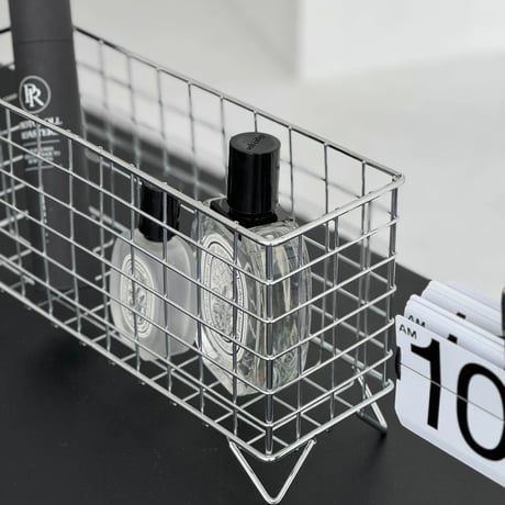box-03027　Wide Silver Steel Basket