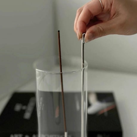 incenseholder-03061　J Shaped Pipe Holder Brass Glass Incense Holder