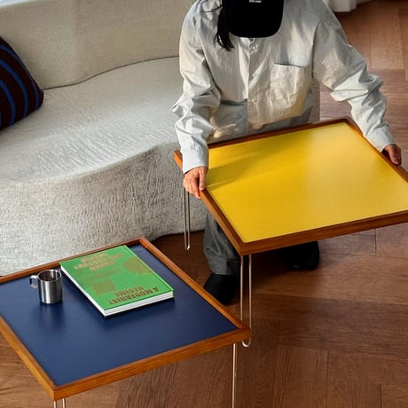 table-03219　Natural Wood Color Top Square Coffee Table 60×60cm