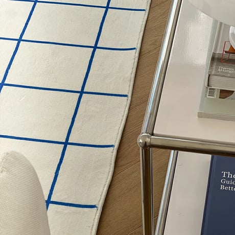 rug-03075　Blue Graph Check Rug 100×150/150×200