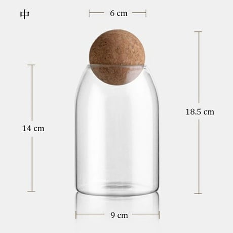 pot-03002　Cork Ball Glass Canisters/Set of 3