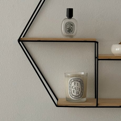 wallrack-03008　Iron Hexagon Wall Shelf 42×48 Gold Black