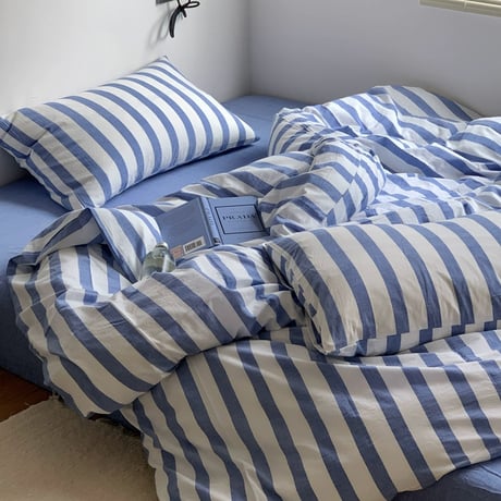 sheet-03002　White×Blue London Stripe Duvet Cover