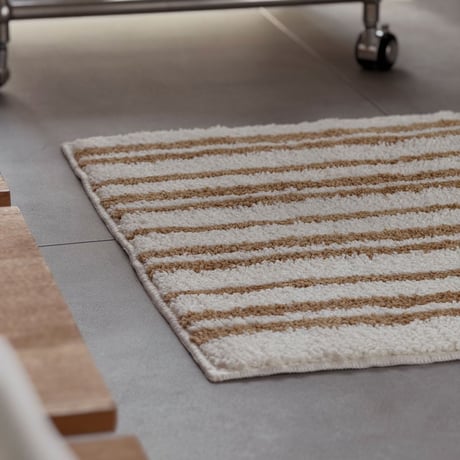 mat-03091　Thick And Thin Stripe Rug Natural Brown 40×60cm