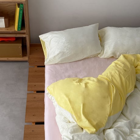 beddingsets-03155　Yellow Pencil Stripe Reversible Duvet Cover Set 【Selectable Color Sheets】
