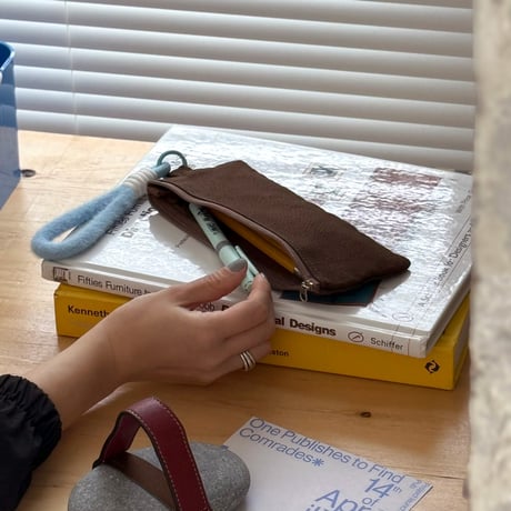 stationery-03049　Canvas Pencil Pouch with Fluffy Strap