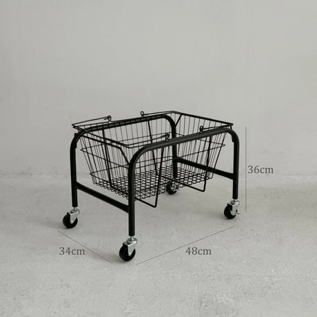 wagon-03022　Black Castor Wagon And Basket