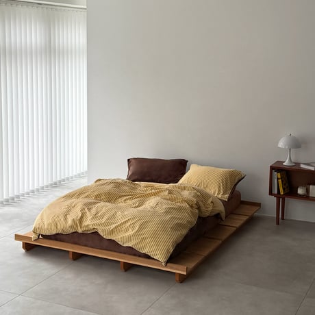 beddingsets-03133　Warm Thick Fiber Brushed Pencil Stripe Bedding Set (Yellow/Brown)