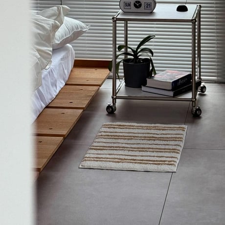 mat-03091　Thick And Thin Stripe Rug Natural Brown 40×60cm