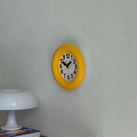 clock-03074　Yellow Round Chavi Frame Wall Clock