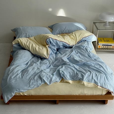 beddingsets-03024　Blue×Yellow Piping Reversible Bedding Sets