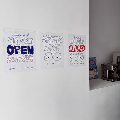 poster-03184　OPEN BREAKTIME CLOSED Poster 30×40cm
