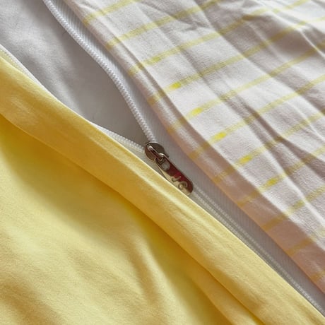 beddingsets-03155　Yellow Pencil Stripe Reversible Duvet Cover Set 【Selectable Color Sheets】
