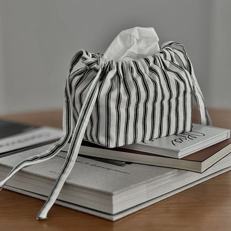 tissuebox-03059　Stripe Drawstring Bag Tissue Case