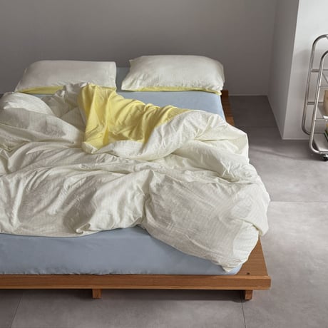 beddingsets-03155　Yellow Pencil Stripe Reversible Duvet Cover Set 【Selectable Color Sheets】