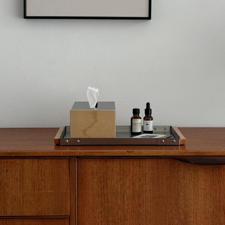 h-03010　STEN Series Stainless×Wood Tissue Case Tray