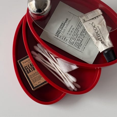 box-03078　Lidded Rotating Oval Small Item Case, 3 Tiers