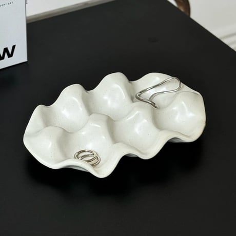 plate-03109　Ceramic Wave Design Accessory Tray