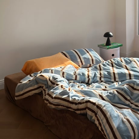 beddingsets-03073　Blue Thick and Thin Stripe Warm Bedding Sets