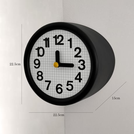 clock-03111　Black Wall Clock For Corners only Silent