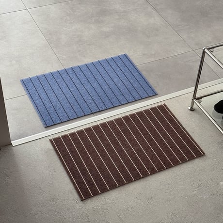 mat-03115　Pencil Stripe Brown Blue Door Mat 45cm×75cm
