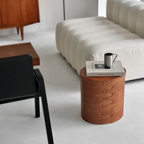 table-03102　Natural Wood SHAKER BOX Side Table Brown