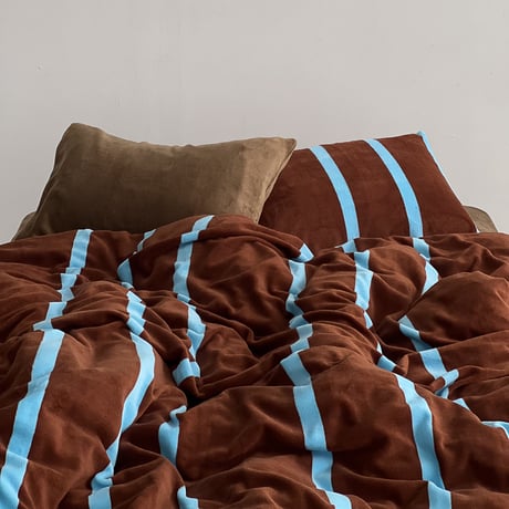 beddingsets-03060　Brown×Blue Warm Stripe Bedding Sets