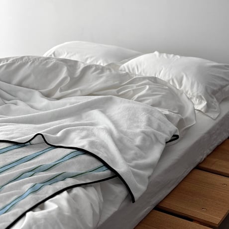 blanket-03056　White×Blue×Green Stripe  Blanket 130×180