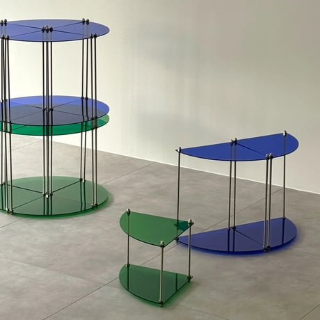 rack-03093　Color Acrylic Corner Fan-shaped Module Shelf