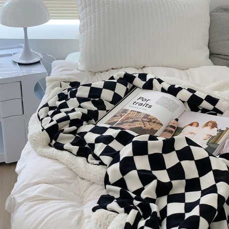 blanket-03040　Checkered Flag Boa Blanket 210×240
