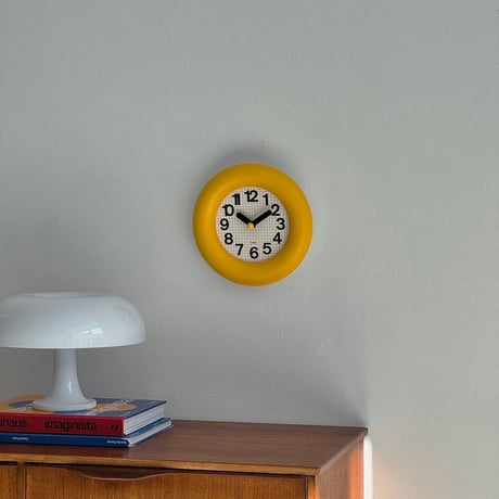 clock-03074　Yellow Round Chavi Frame Wall Clock
