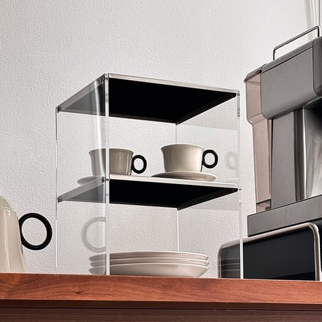 rack-03125　2-tier Stainless×Clear Plate Display Rack