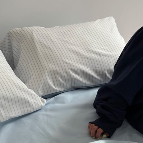 beddingsets-03154　Blue Pencil Stripe Reversible Duvet Cover Set 【Selectable Color Sheets】