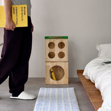 stool-03064　Outcut Unit Box Natural Wood Display Box