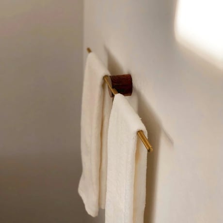 wall-03064　Gold x Wood Pattern Towel Hanger Wall Hanger Bar