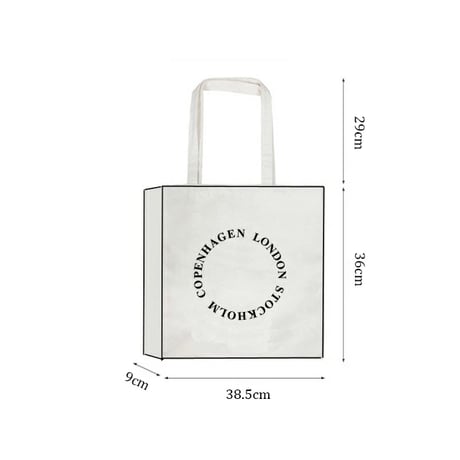 bag-03029　STOCKHOLM COPENHAGEN LONDON Logo Tote Bag
