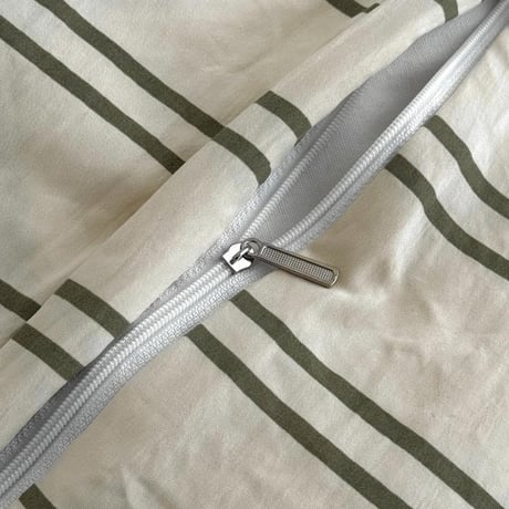 beddingsets-03092　Ivory×Khaki  Gray Sheet Double Stripe Bedding Sets