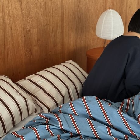 beddingsets-03141　Blue×Cream×White Stripe Bedding Sets