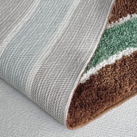 mat-03093　Brown×Green×White Stripe Rug 45×60