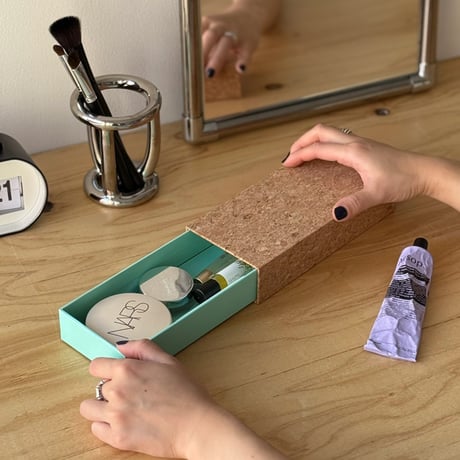 stationery-03051　Cork Cover Slide Type Accessory Storage Box