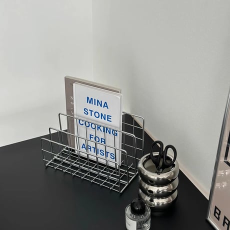 magazinerack-03021　Silver Steel Book Stand Magazine Rack