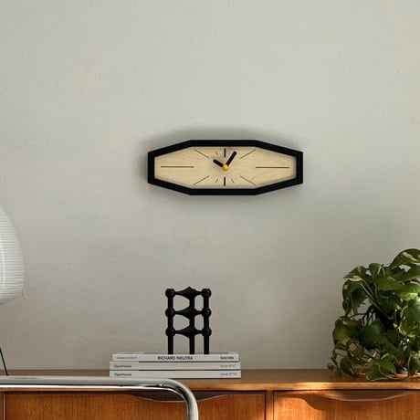 clock-03079　Octagon Black Frame Wall Clock