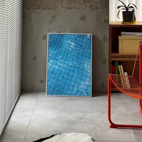 poster-03162　Blue Water Surface Pool Art Poster with White Frame 70×50cm
