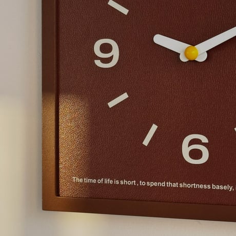 clock-03113　Brown / Green Color Panel Square Wall Clock Silent