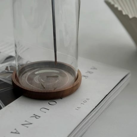 incenseholder-03060　Fork Brass Glass Incense Holder