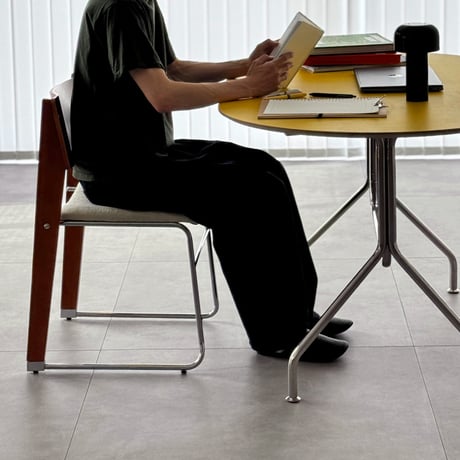 chair-03107　Natural Wood × Stainless Steel Stacking Chair