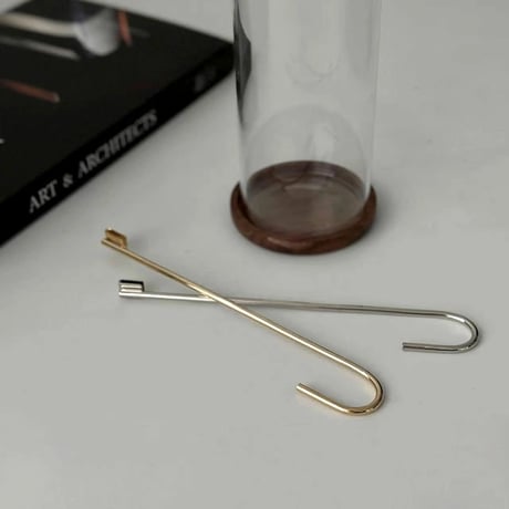 incenseholder-03061　J Shaped Pipe Holder Brass Glass Incense Holder