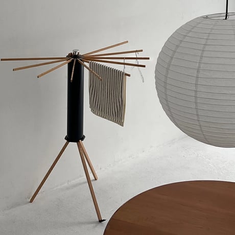 laundry-03010　Wood×Black Folding Stand Hanger Rack