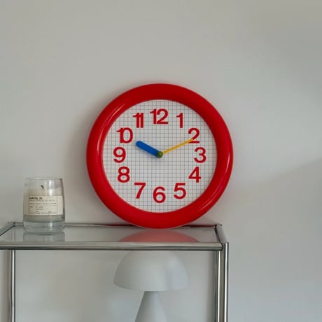 clock-03102　Color Needle Grid Pattern Round Wall Clock