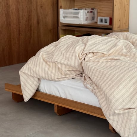 beddingsets-03118　Orange & Beige Stripe Washed Cotton Duvet Cover Set